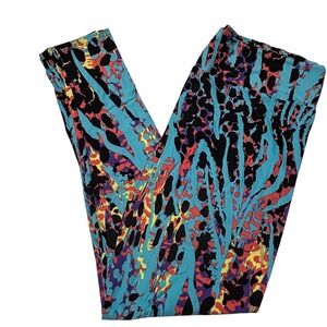 LuLaRoe Women Leggings Size TC2 Blue Abstract Leopard Zebra Animal Plus 18+ NWT